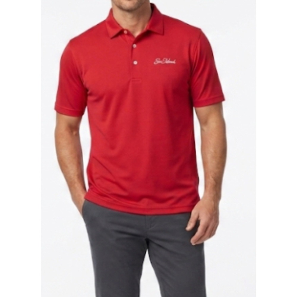 Peter Millar red sea island short-sleeve polo shirt with a white embroidered SzL